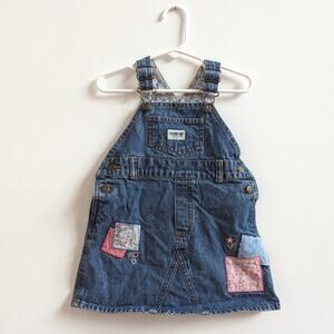 Vtg Y2K Oshkosh Bgosh Skirtall Girls Sz 2T Denim Patchwork